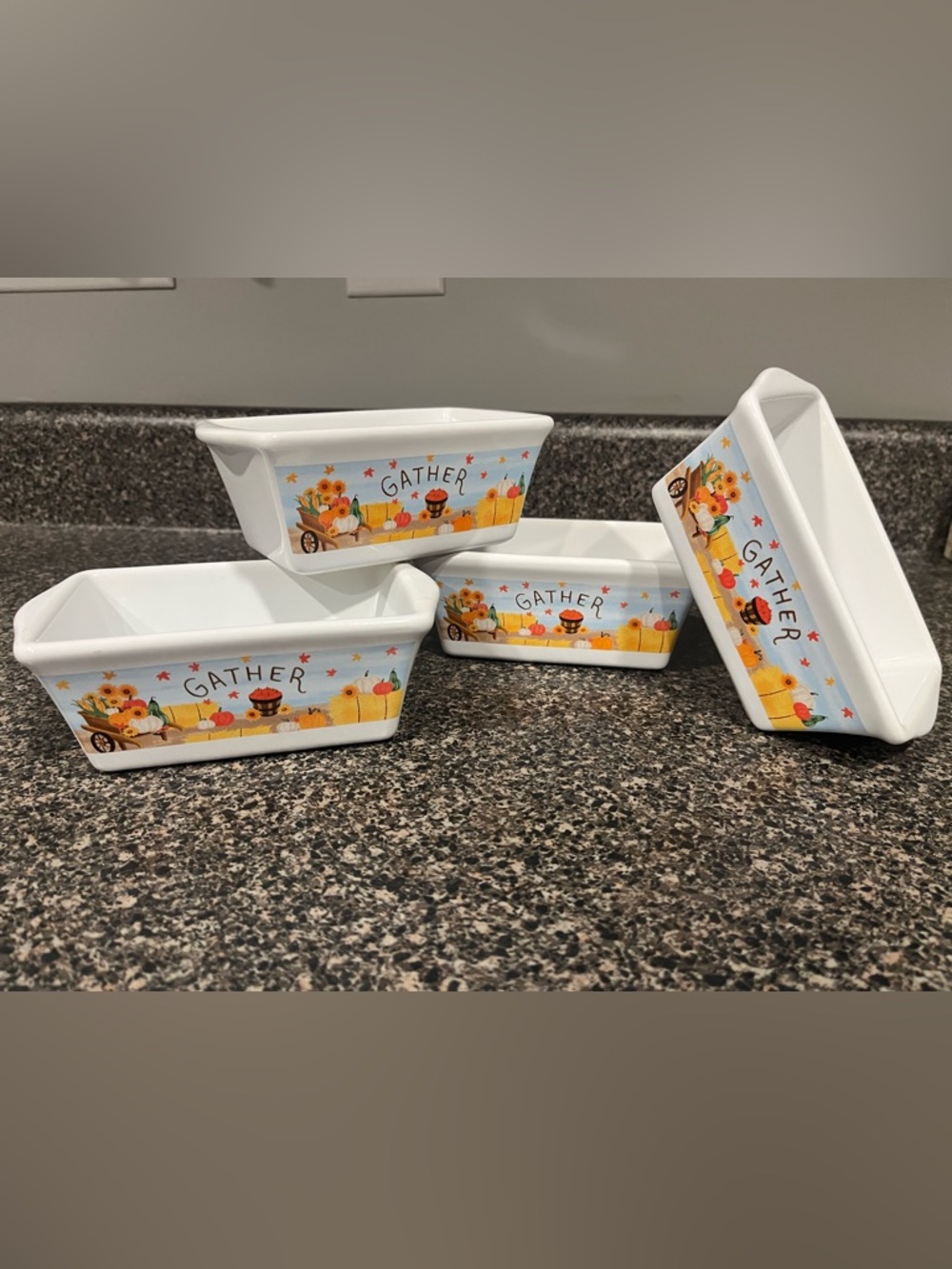 Royal Norfolk Cream and Light Blue Ceramic Loaf Dish with Autumn Motif